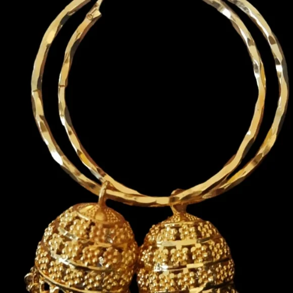 Ring jhumka / hoops gold plated jhumki/ jhumka /Earrings - Picture 3 of 3
